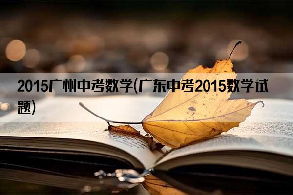 2015广州中考数学(广东中考2015数学试题)
